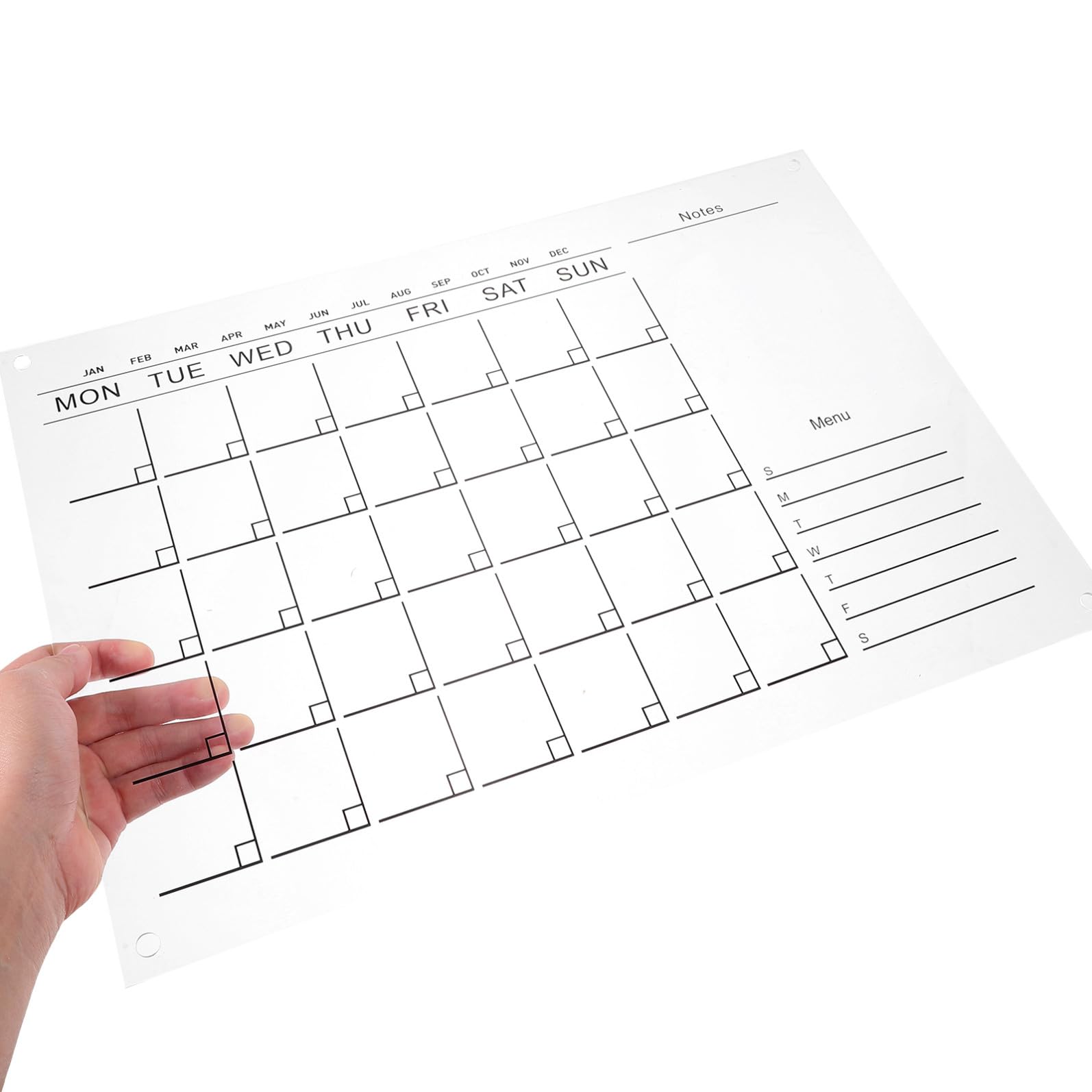 1Set Settimanale Acrilico Cancellabile con Accessori Bacheca per Messaggi Planner Mensile Chic