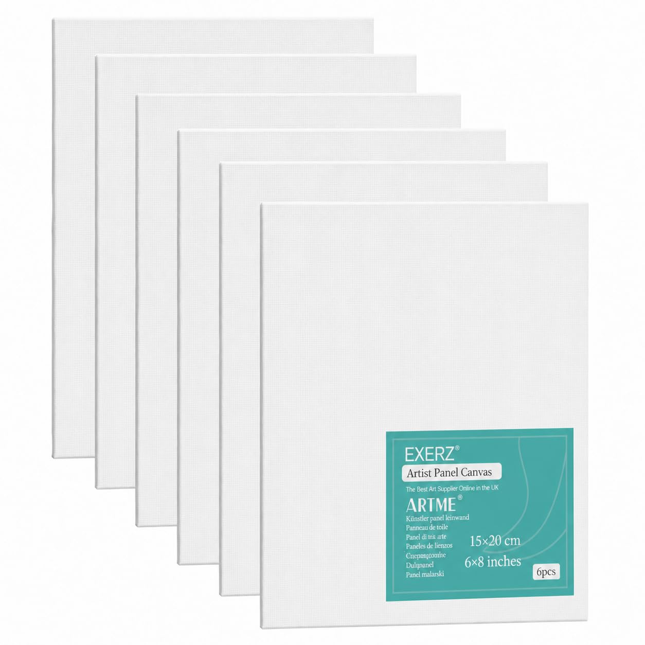 Exerz White 15X20cm Canvas Panels 6Pcs - 3Mm 280Gsm 100% Cotton/Blank Canvas Board/Triple Primed/Acid Free/Medium Grain - Oil & Acrylic For Artists (15X20cm-6Pk)