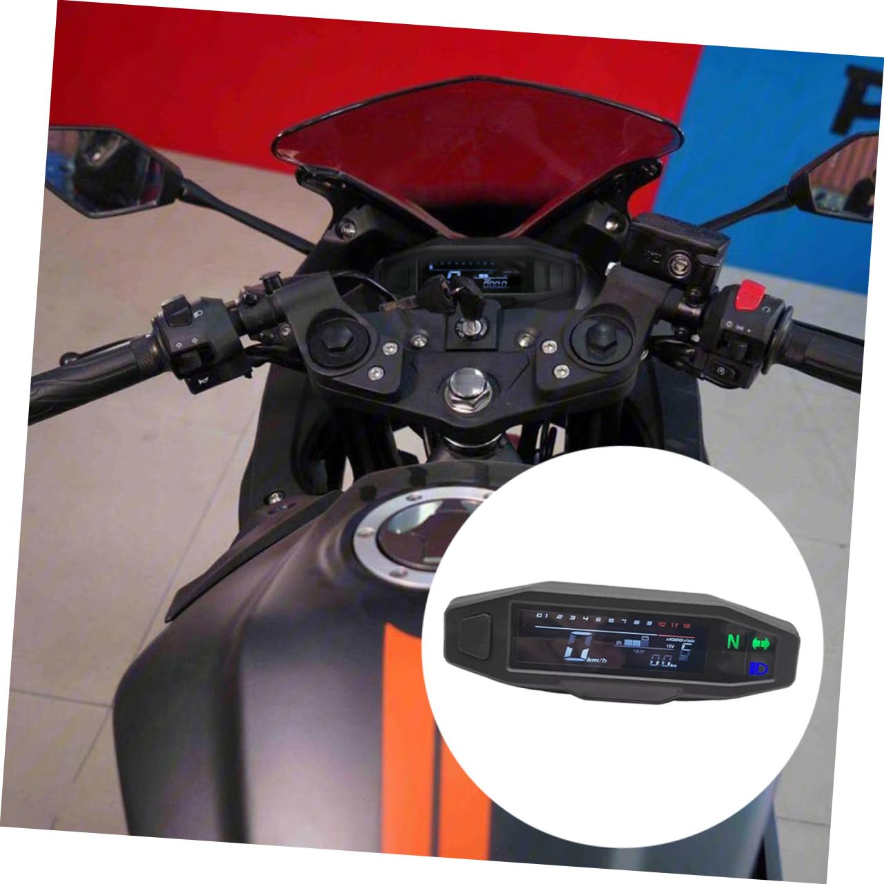 HEALLILY LCD Speedometer for Motorcycle Digital Odometer Gauge h Dashboard Gauge Sensor Easy Install