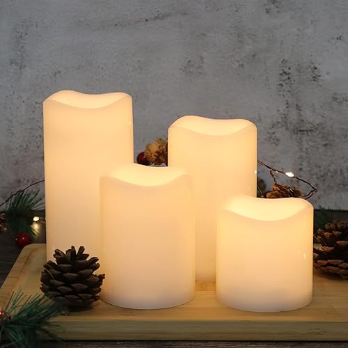 Miniatura 4 de Eldnacele Velas parpadeantes impermeables sin llama con control remoto y temporizador, funcionan con pilas, velas LED blancas para interiores y