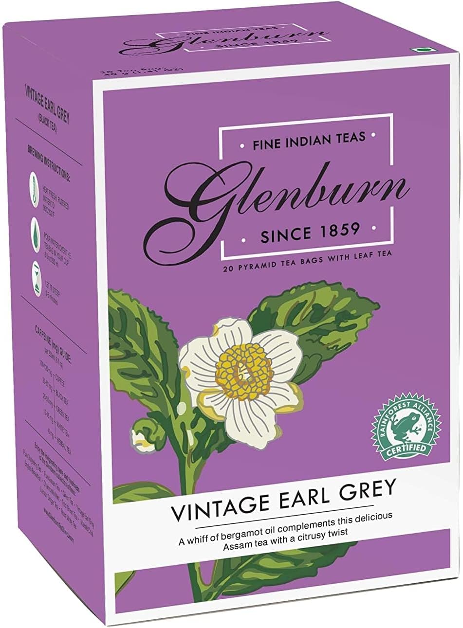 - Glenburn Earl Grey Pyramid Silk Tea Bag 20pc - Fresh and Direct from Khongea Tea Estate I Savour the Flavour of Premium Leaf Tea