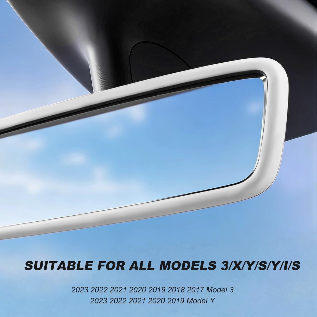 Rear View Mirror Protector Frame, Soft Silicone Rearview Trim Frame Compatible with Model 3/Y, Premium Mirror Edge Protective Cover Auto Interior Decor for Girls Women Men (White) image 3