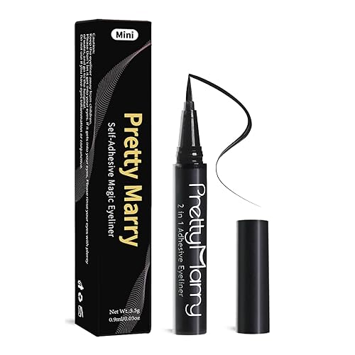 Miniatura 1 de PrettyMarry Mini líquido impermeable delineador lápiz 2 en 1 adhesivo de pestañas pegamento pluma sello cepillo delineador gel larga duración lirio