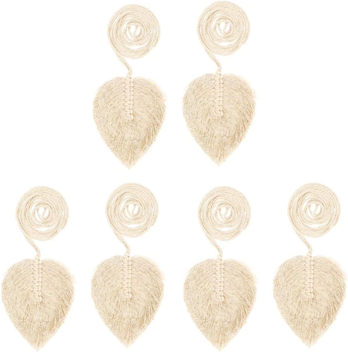 Curtain Clips,Buckles,Tiebacks,Curtain Tiebacks, Curtain Ties Knitting Drapery Tie Backs Home Draperies Rope Curtain Holdbacks Knit Tie Leaf Scurtain Buckles Cotton Rope Fastener/Beige/98 * 10Cm*3Pcs