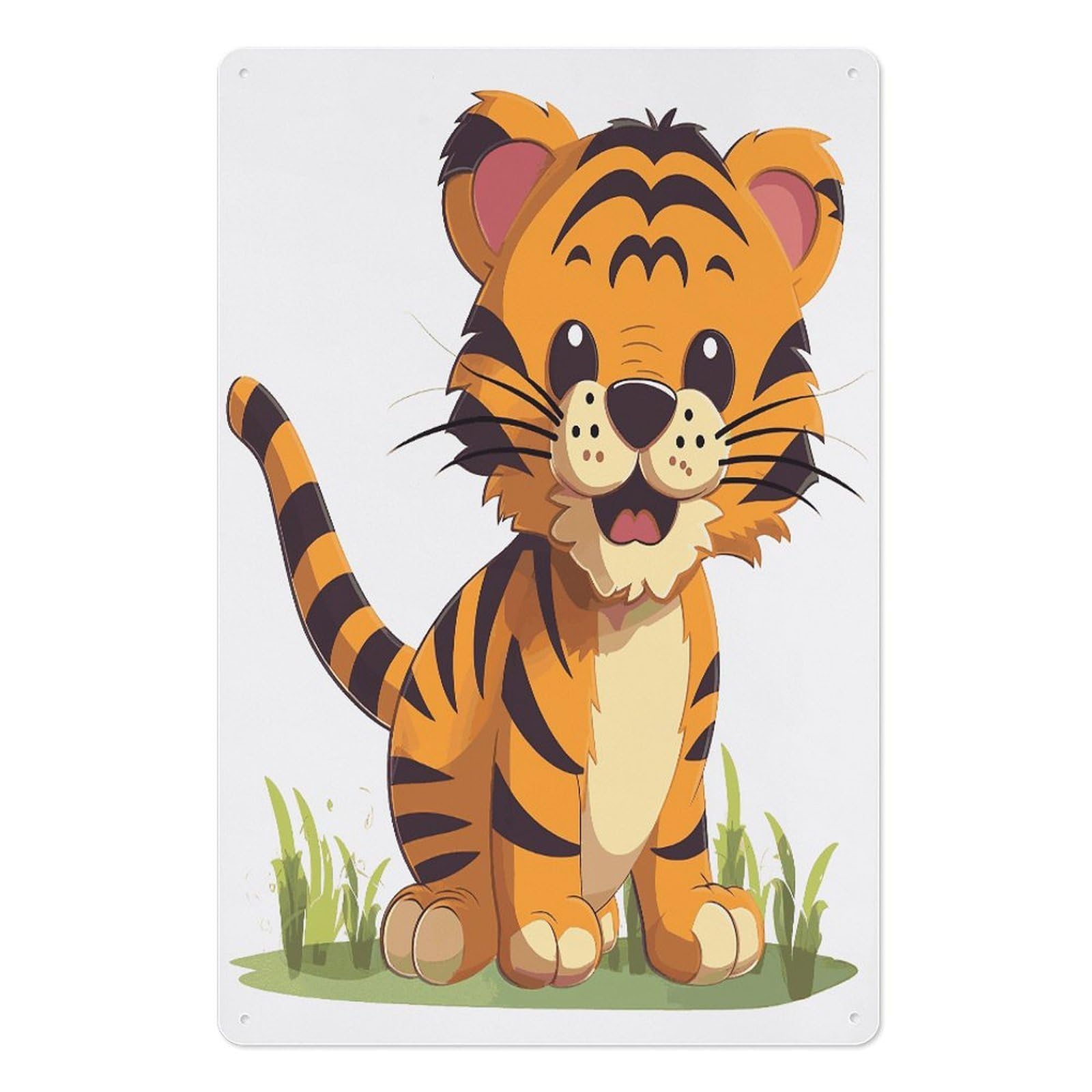 Letrero de estaño de tigre de 20x30 cm decorativo vintage para pared de salón o jardín