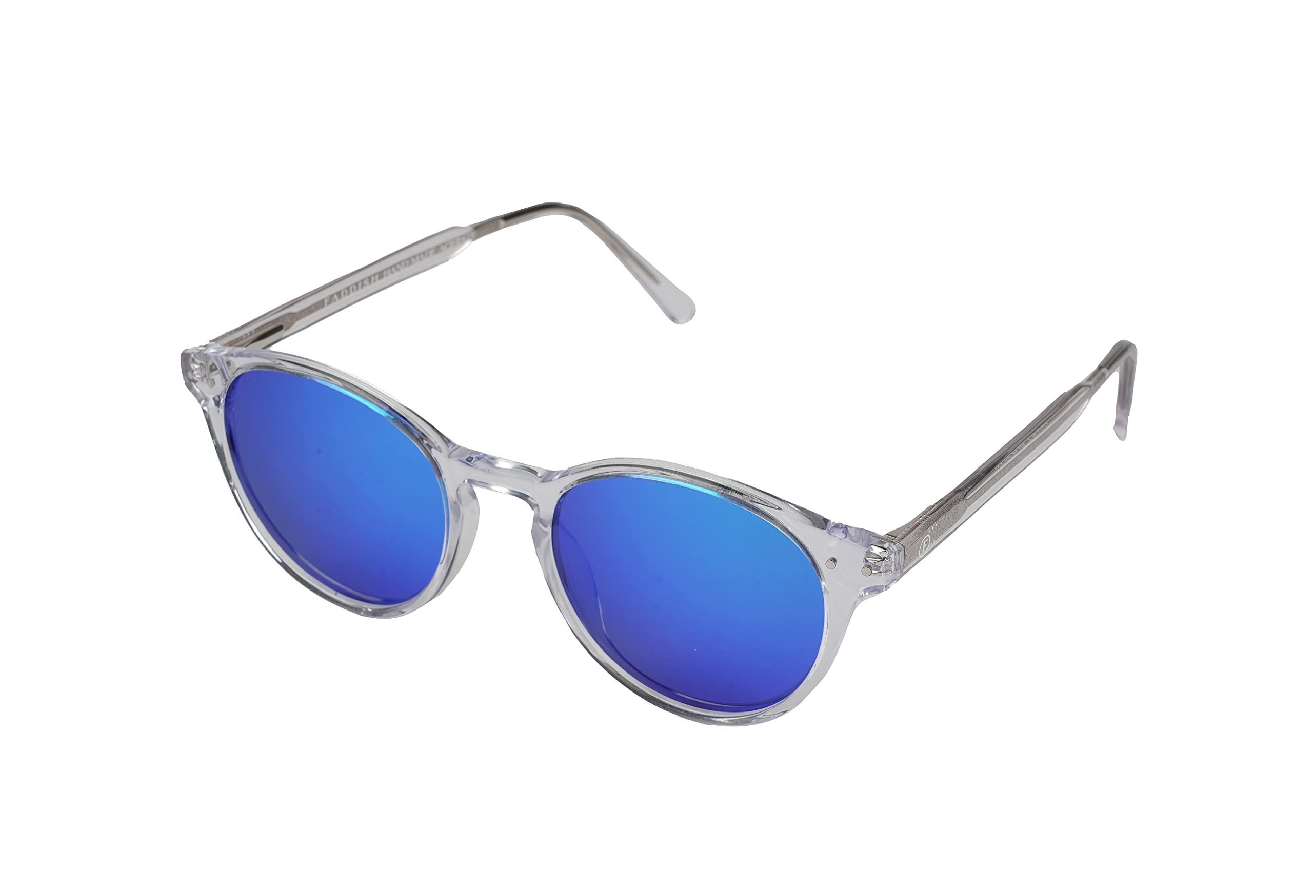 Faddish Full Rim Round Spectacle Frame for Men (HOOP L C7 M SG|Zero Power| Transparent) (Premium Acetate)