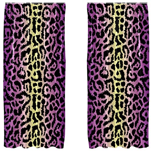 Cortinas de salón modernas con estampado de leopardo degradado para dormitorios acogedores 2