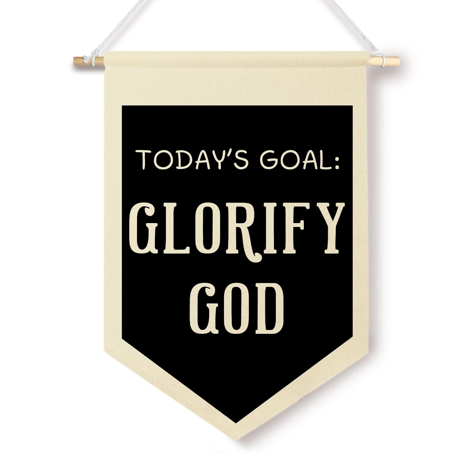 ChenCraty Christian Nursery Wall Canvas Banners, Today's Goal: Glorify God Hanging Pennant Flag Banner, Religious Bible Verse Scripture Wall Decor for Boys Kids Nursery Bedroom Room Playroom