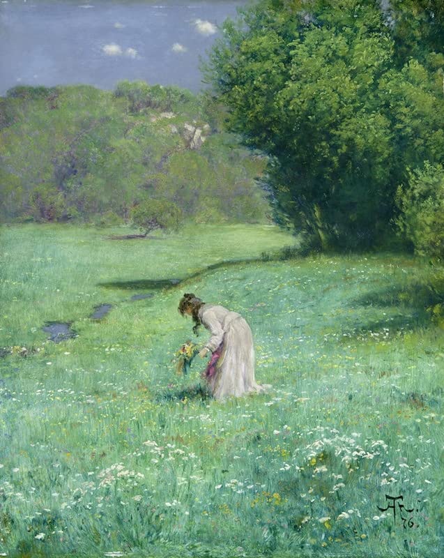 Poster impression sur toile dans le pré de Hans Thoma pour salon 60x90cm