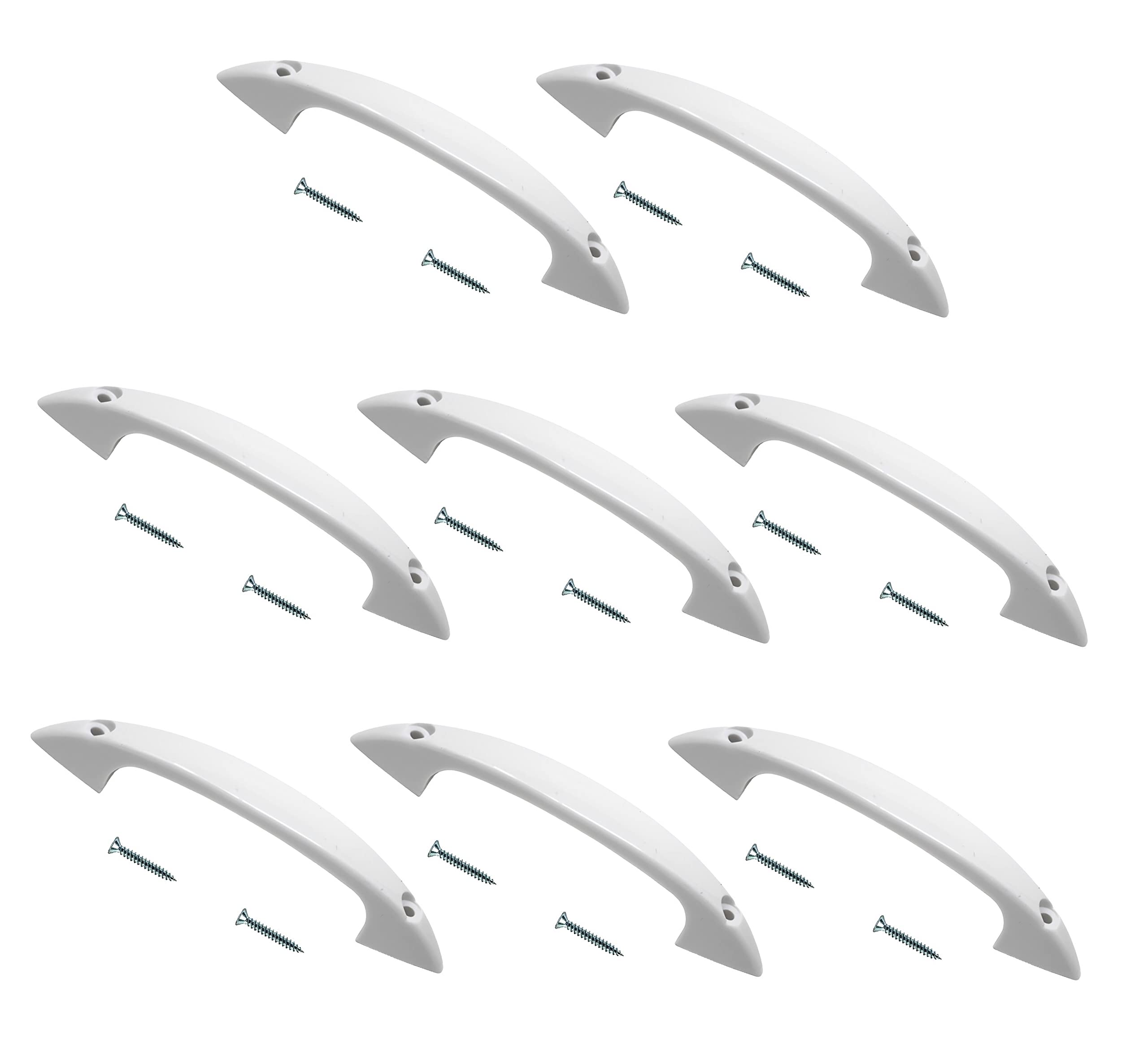 Terf White Terf® D-Shape Front Fix Pull Handle 125Mm (5 Inch) Plastic Including Fixing Screw For Kitchen Cupboard Cabinet Drawer Wardrobe Door Pull Handle - Pack Of 8