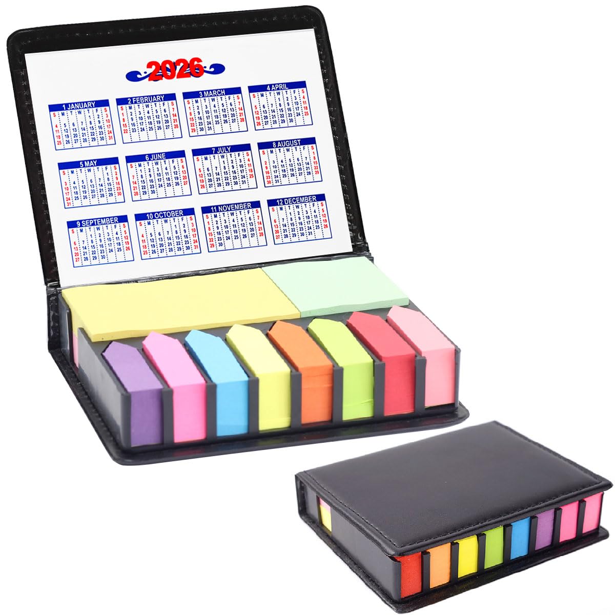 Sticky Notes Tabs for Page Markers, Colored Book Tabs for Annotating Books, 2000 Pieces Arrow Index Page Flags with PU Box (300g)