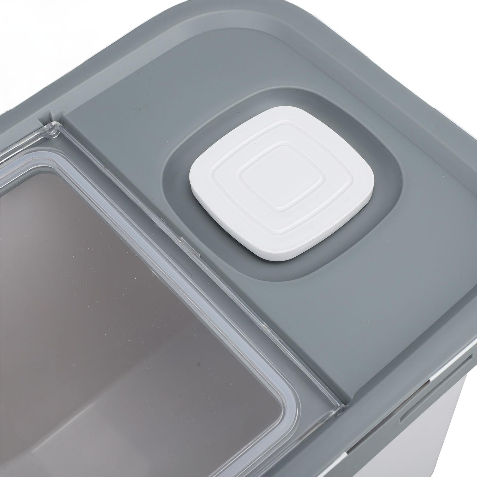 GOWENIC Contenitore per Riso Trasparente di Grande capacità con Ruote |Contenitore per Farina con Chiusura Ermetica da 22 Libbre, Durevole in PP per Uso Alimentare per l'organizzazione della (WHITE)