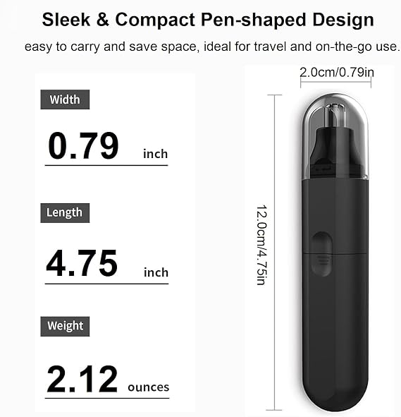 Ear and Nose Hair Trimmer Clipper - Painless Eyebrow & Facial Hair Trimmer for Men Women, Portable Battery Operated Nose Hair Trimmers with IPX7 Waterproof Dual Edge Blades for Easy Cleansing