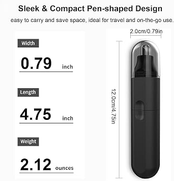 Ear and Nose Hair Trimmer Clipper - Painless Eyebrow & Facial Hair Trimmer for Men Women, Portable Battery Operated Nose Hair Trimmers with IPX7 Waterproof Dual Edge Blades for Easy Cleansing