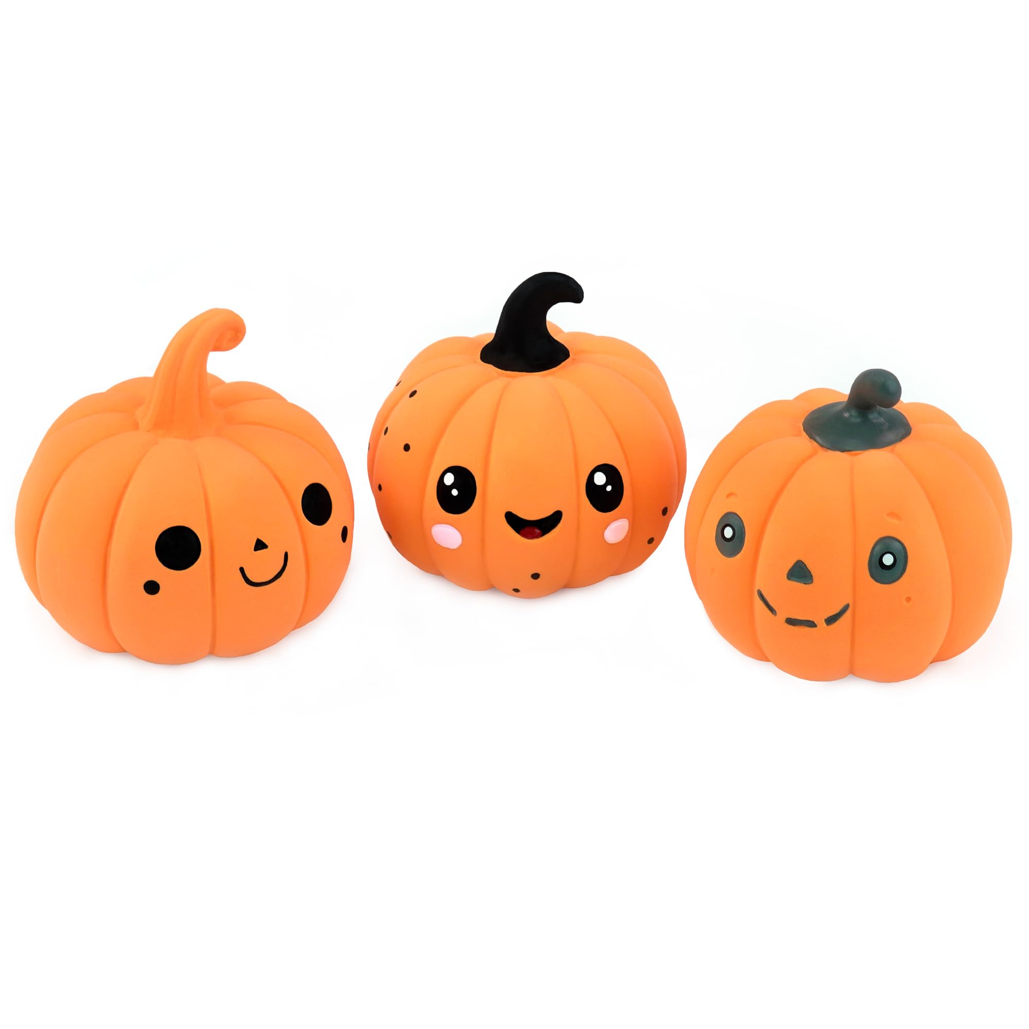 CHIWAVA 3PCS 2.4" Squeak Halloween Pumpkin Latex Dog Toy Set Interactive Play for Small Dogs