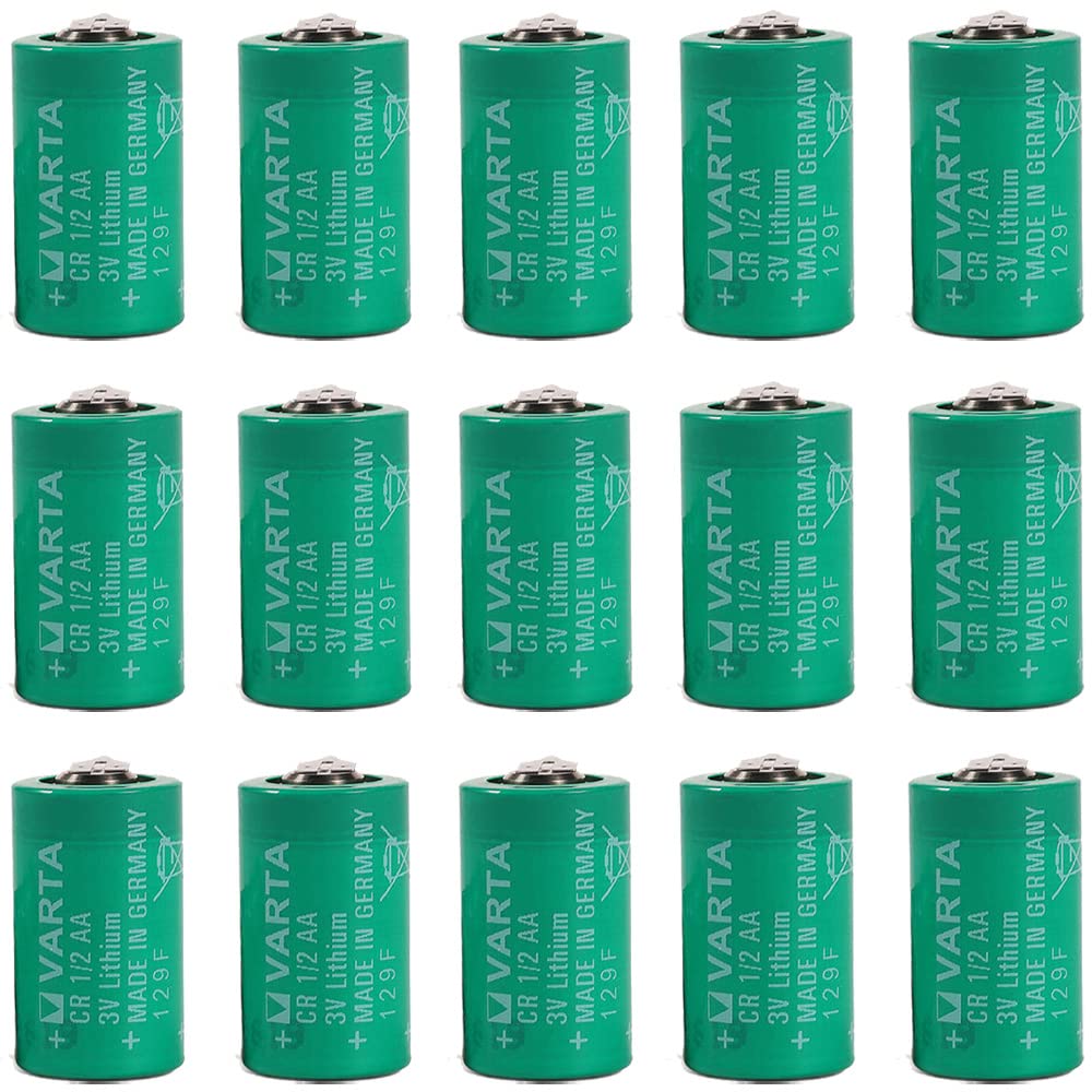 EOOCX (15-Pack) VARTA CR1/2AA 3V Series Lithium 3Volt Lithium Battery 950mAh Cylindrical Lithium Bat
