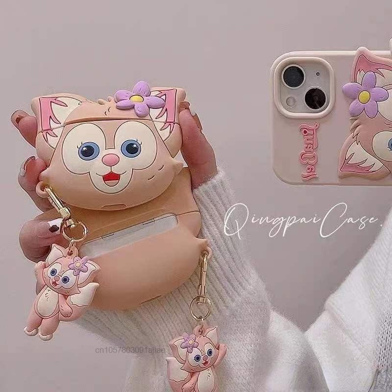 Image of New Cute Soft Silicone Case Compatible with Apple AirPods 4 Generation (2024) Full 360 Protection Dust-Proof Shockproof Case Cover with Hook (Cover Only) (Lina-Bell)