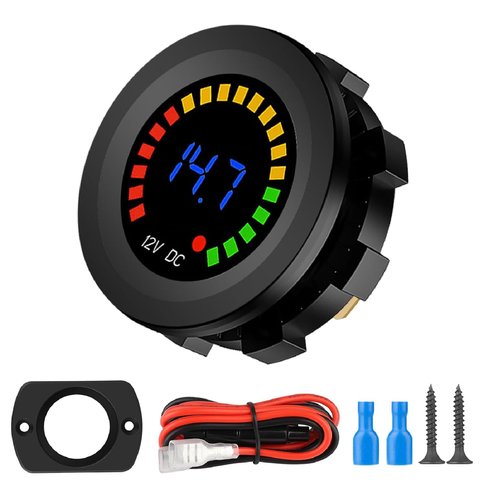 Linkstyle 12V/24V Voltage Gauge, DC 5-36V Voltmeter with Smart Alarm, Waterproof LED Display, Easy Plug-and-Play Installation for Cars, Motorcycles, RVs, Boats-image-24