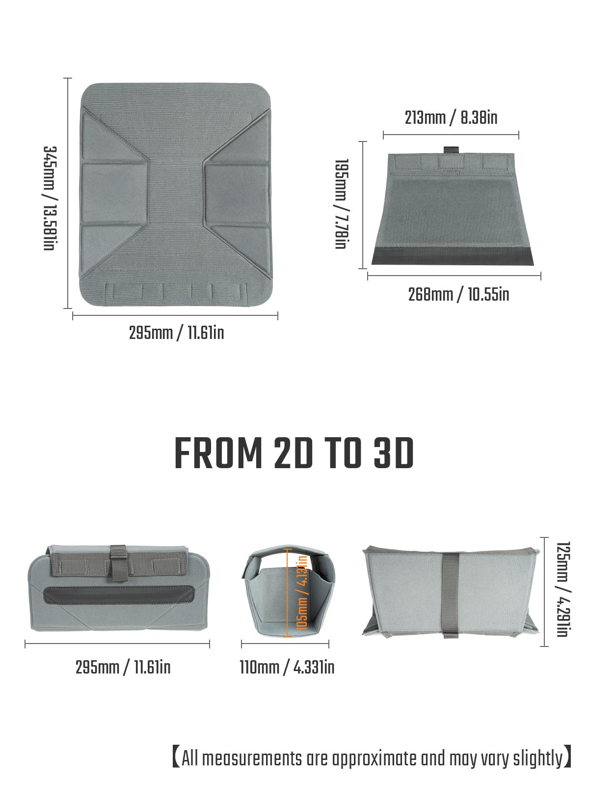 TACTICAL_GEEK TCM9 - Funda para cámara de fotos, resistente a los golpes, organizador modular para equipo fotográfico con solapa magnética, panel de plegable, gris, Inserto de cámara para mochilas