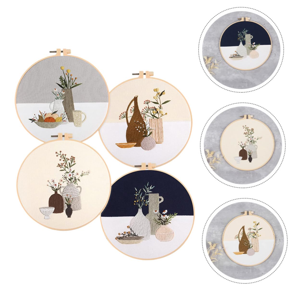KONTONTY 4 Sets de Kits de Bordado DIY Hilo de Poliéster para Manualidades en Casa