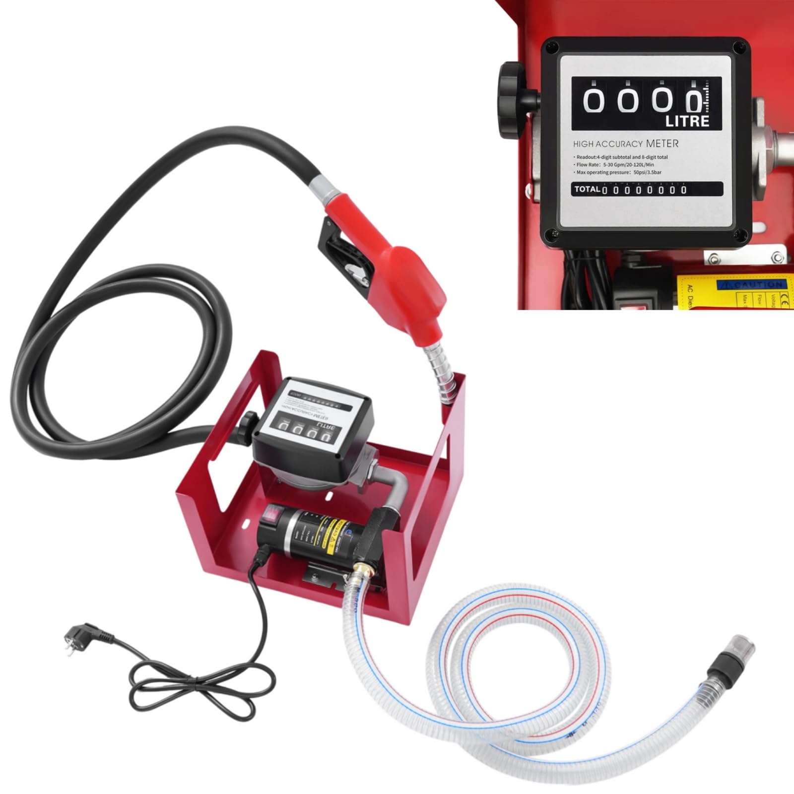 Pompa per Diesel 230V, Pompa per Olio Riscaldante, Pompa Autoadescante per Olio, Pompa di Aspirazione dell'Olio, 200W, 50 L/Min, Set Pompa Diesel con Filtro Diesel e Maniglia, Pompa per Diesel e Olio
