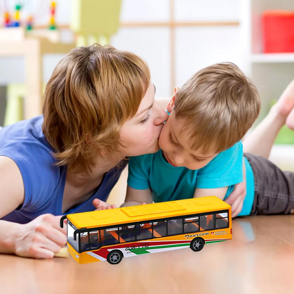 KCJDCDG Toy Bus Alloy Diecast Pull Back Bus Toy Vehicles Metal Cars Model Mini Bus Model Pull Back Bus Vehicles Car toy City Bus toy Blue Bus Model Blue Car toy Gifts for Boys Girls Kids-Yellow - Image 4