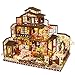 FZ FUTURE Kit Casa delle Bambole, Cabina Realistica Mini Casa in Legno 3D Artigianato con Mobili Luci A LED Giorno dei Bambini Regalo di Compleanno Decorazione della Casa