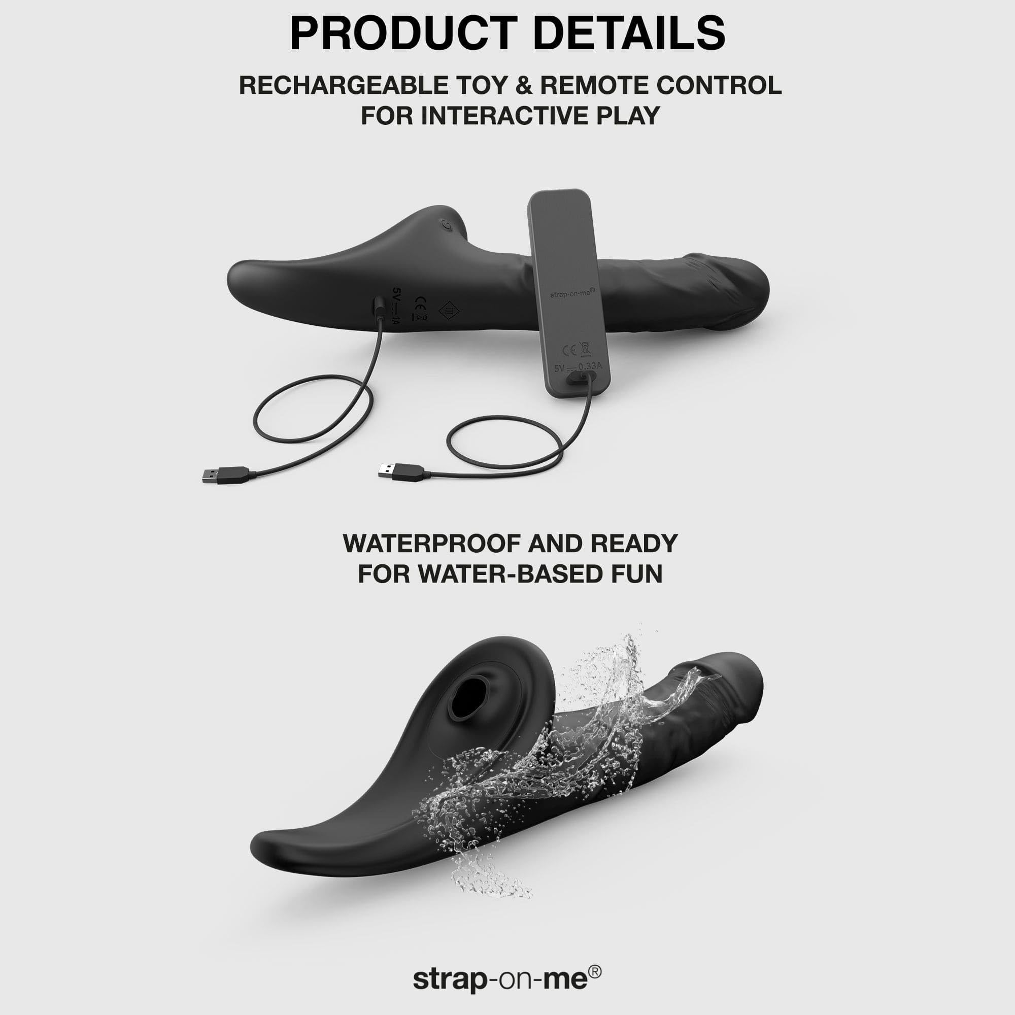 Strap-On-Me Dildo Realistico Telecomandato, Vibratore Massaggiatore 3 in 1 per Donna, Stimolazione Clitoridea Vaginale e Anale, 3 Motori, 5 Intensità, IPX7 Waterproof, Ricaricabile con Telecomando