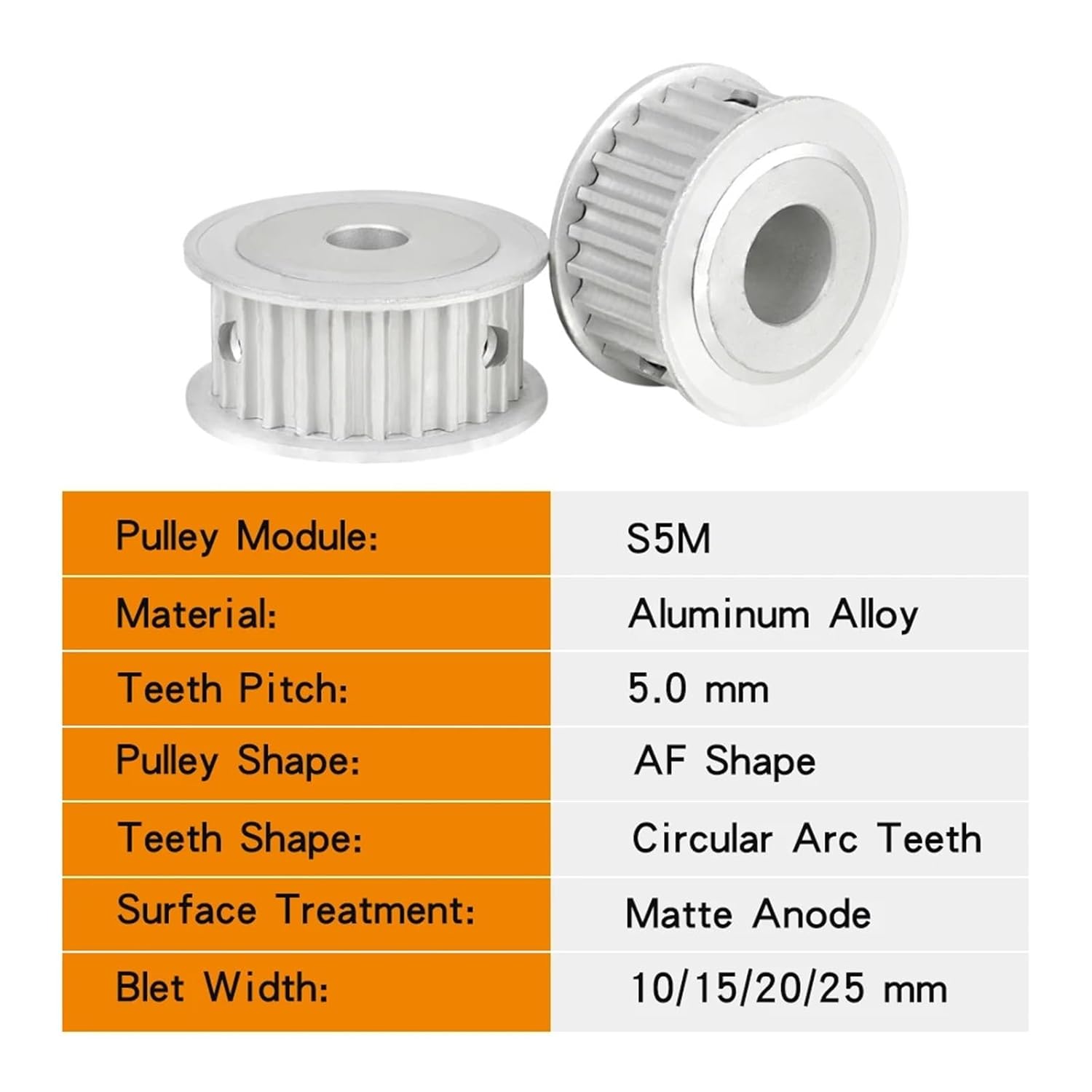 Toothed Pulley S5M 25T Flat Top Circular Tooth 11/17/22/27mm Width 5mm Pitch Alloy Bore 6/6.35/8/10/12/14/15/16/17/19mm(Keyway-15x5x2.3 mm,17 mm)