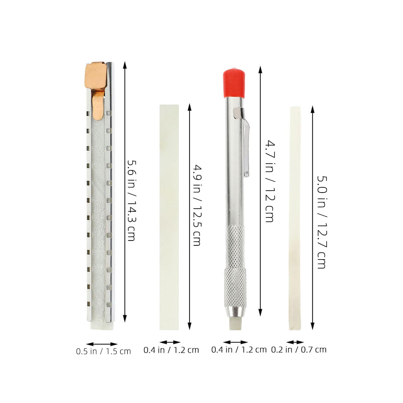 Artibetter Juego de Lápiz de Esteatita para Soldador Marcador Plano de Esteatita, Herramienta Práctica y Segura de Acero Inoxidable, 1 Set Blanco para Marcar en Soldadura