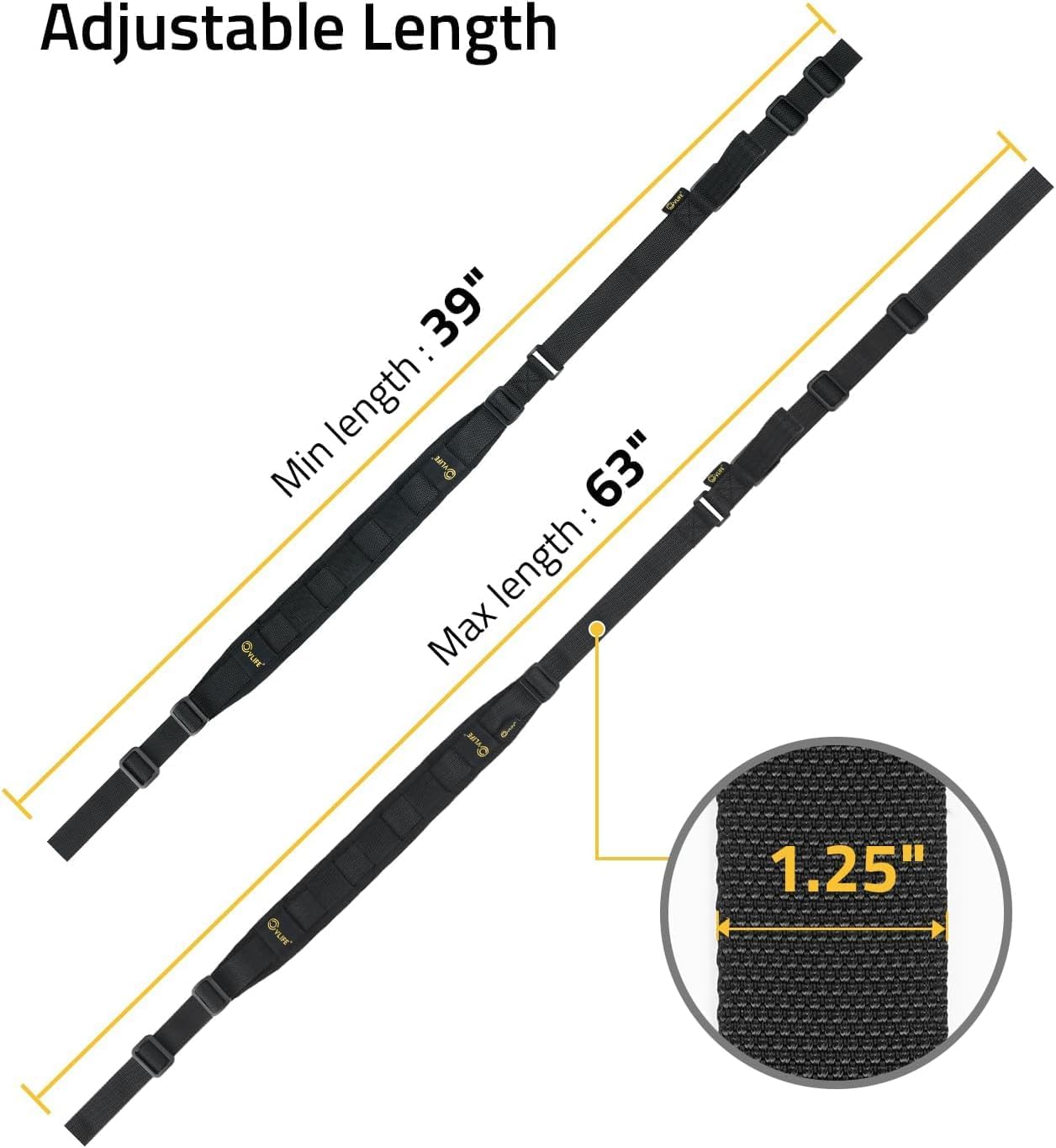 CVLIFE Two Point Sling Quick Adjust Rifle Sling Removable Wide Shoulder Pad Gun Sling with Elastic Sentry Strap and Sling Swivels