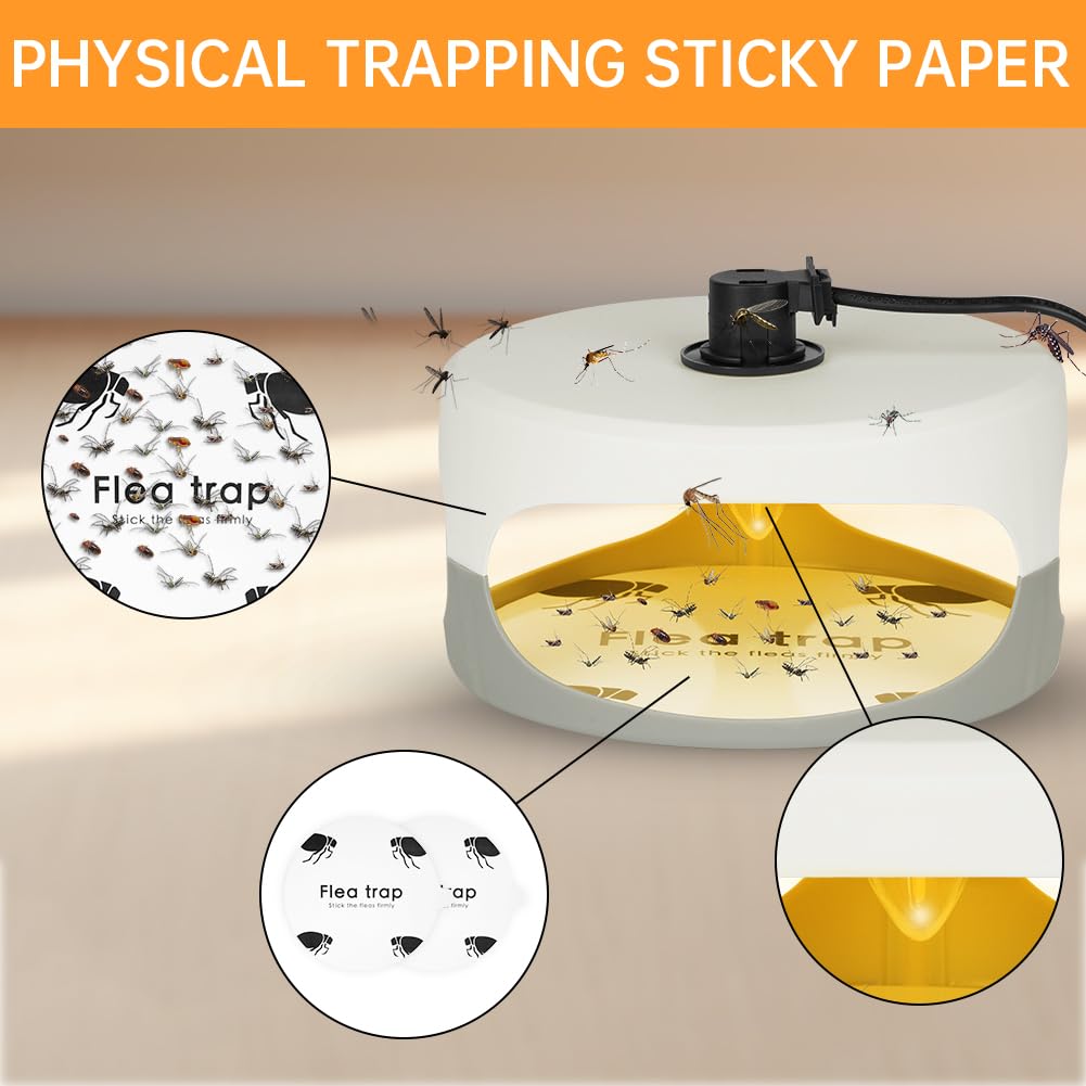 Flintronic 12PCS Trampa para Pulgas Rellenable, Pegatinas Desechables para Pulgas, Adhesivo para Pulgas, Asesino de Pulgas, Trampas Adhesivas para Mascotas, Discos pegajosos Reemplazos