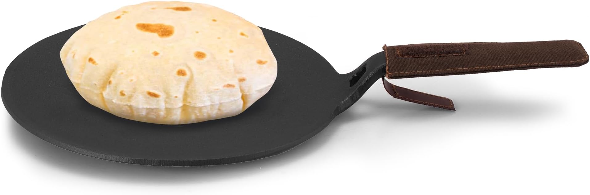 Royal Pre Seasoned Cast Iron Tawa, 26 CM Diameter, No Chemical Coating, Long Rigid Handle, Fast Heating |Induction & Gas Stove Compatible