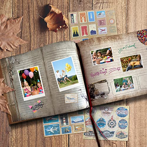 Libro de aventuras encuadernado en cuero rojo álbum de recortes de boda 7