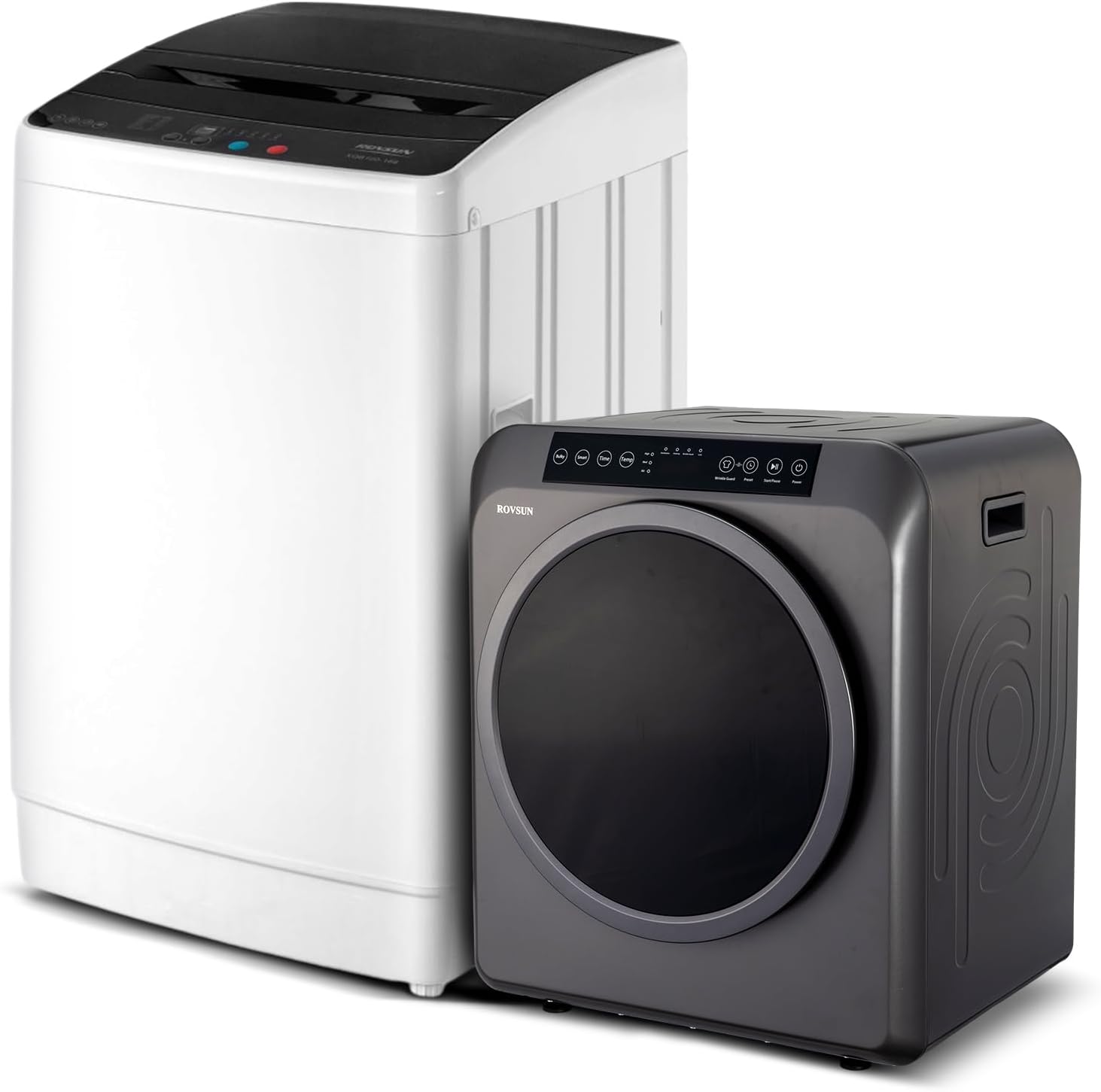 30LBS Full Automatic Washing Machine and 3.5CuFt Portable Clothes Dryer Set, Electric Laundry Washer and Dryer Combo Set with Stainless Steel Inner Tub, for Apartment, Dorms, Home