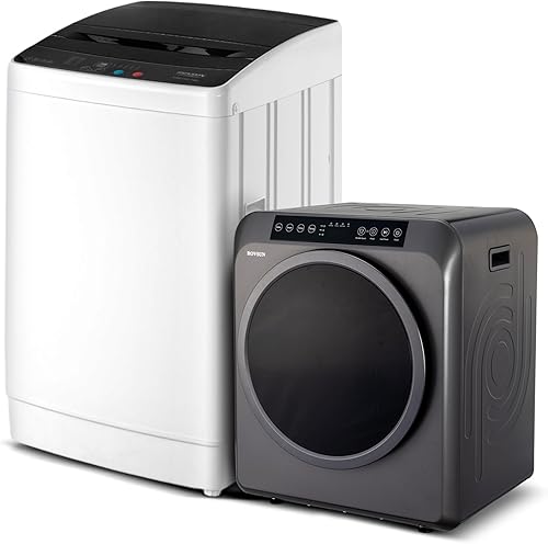 Miniatura 14 de ROVSUN Juego de lavadora completamente automática de 17.6 libras y secadora de ropa portátil de 1.5 pies cúbicos, juego combinado de lavadora y
