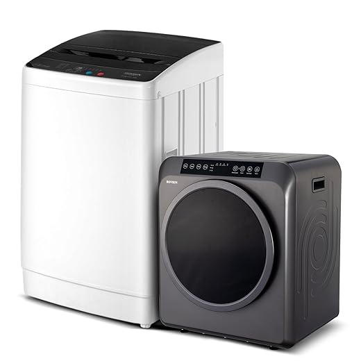 ROVSUN 30LBS Full Automatic Washing Machine and 3.5CuFt Portable Clothes Dryer Set, Electric Laundry Washer and Dryer Combo Set with Stainless Steel Inner Tub, for Apartment, Dorms, Home