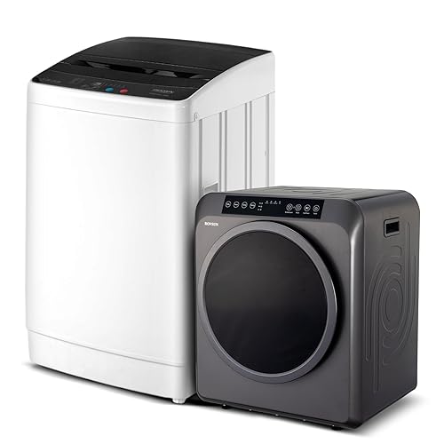 ROVSUN 30LBS Full Automatic Washing Machine and 3.5CuFt Portable Clothes Dryer Set, Electric Laundry Washer and Dryer Combo Set with Stainless Steel Inner Tub, for Apartment, Dorms, Home - 3.5cuft +30lbs