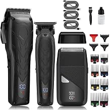 Mens Hair 3PCS Grooming Kit Professional 9000rpm Clipper Trimmer Foil Shaver Set for Barber Shop Cutting Machine
