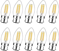 Bayonet Light Bulb, 10 Pack Dimmable LED Candle Bulbs Bayonet, 40W Bayonet Light Bulb Equivalent, B22 LED Bulb Warm White 2700K, 230V, FanciBuy