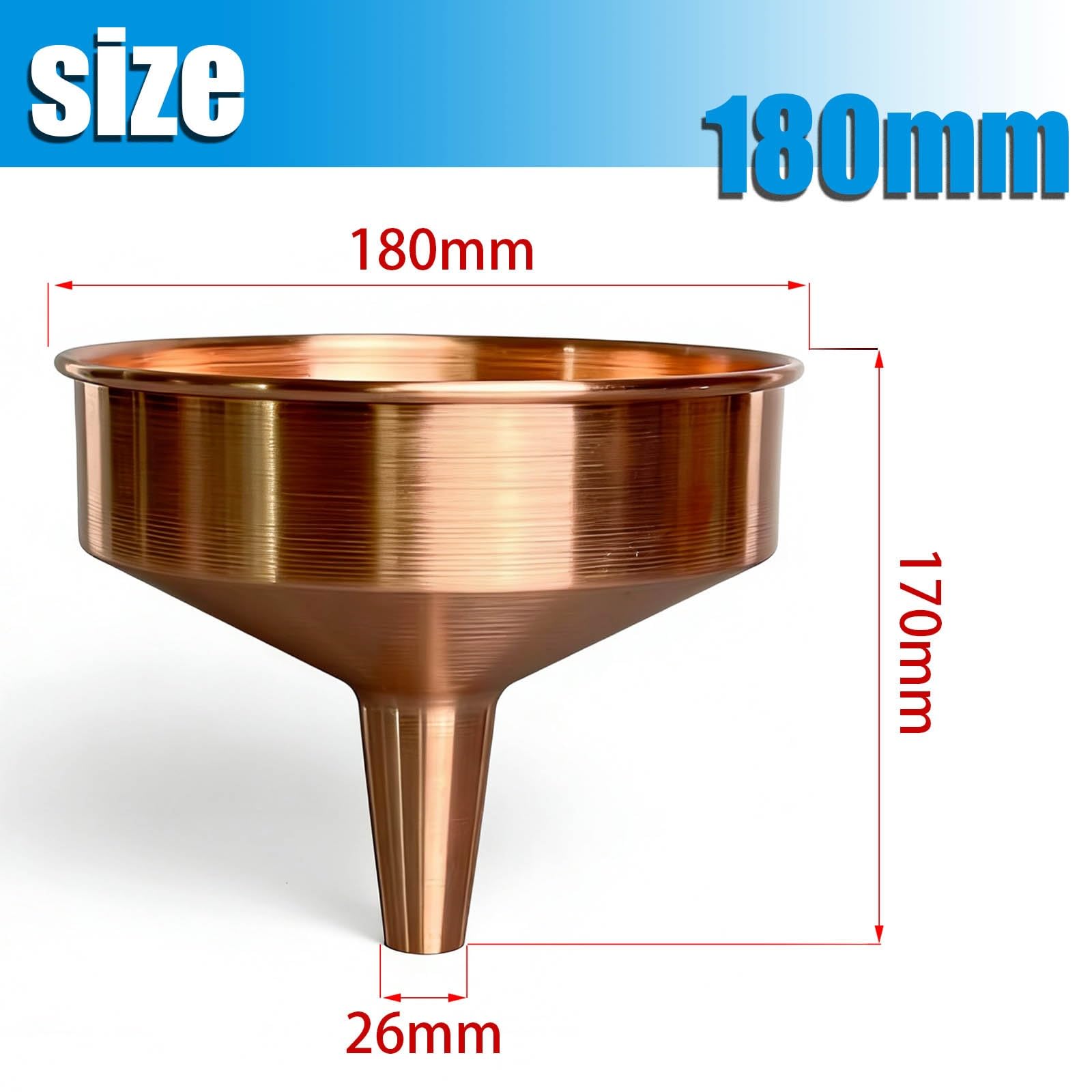 1 Imbuto in rame, Imbuto in metallo, Antiscintilla, Non magnetico, Resistente alla corrosione(180mm/7.09in)