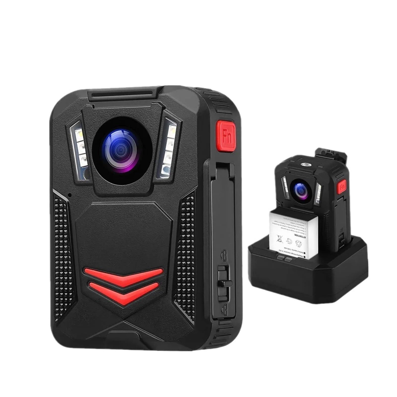 JVDDI Body Camera 2K 1440P Body Worn Camera Mounted Night Vision 2 Batteries With GPS Charging Dock Bodycam Police for Outdoor Recording(Built in 64GB)