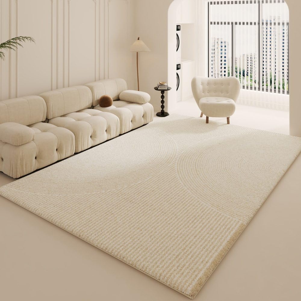 Tapis de chambre couleur chaude et style crème pour des matins doux en famille