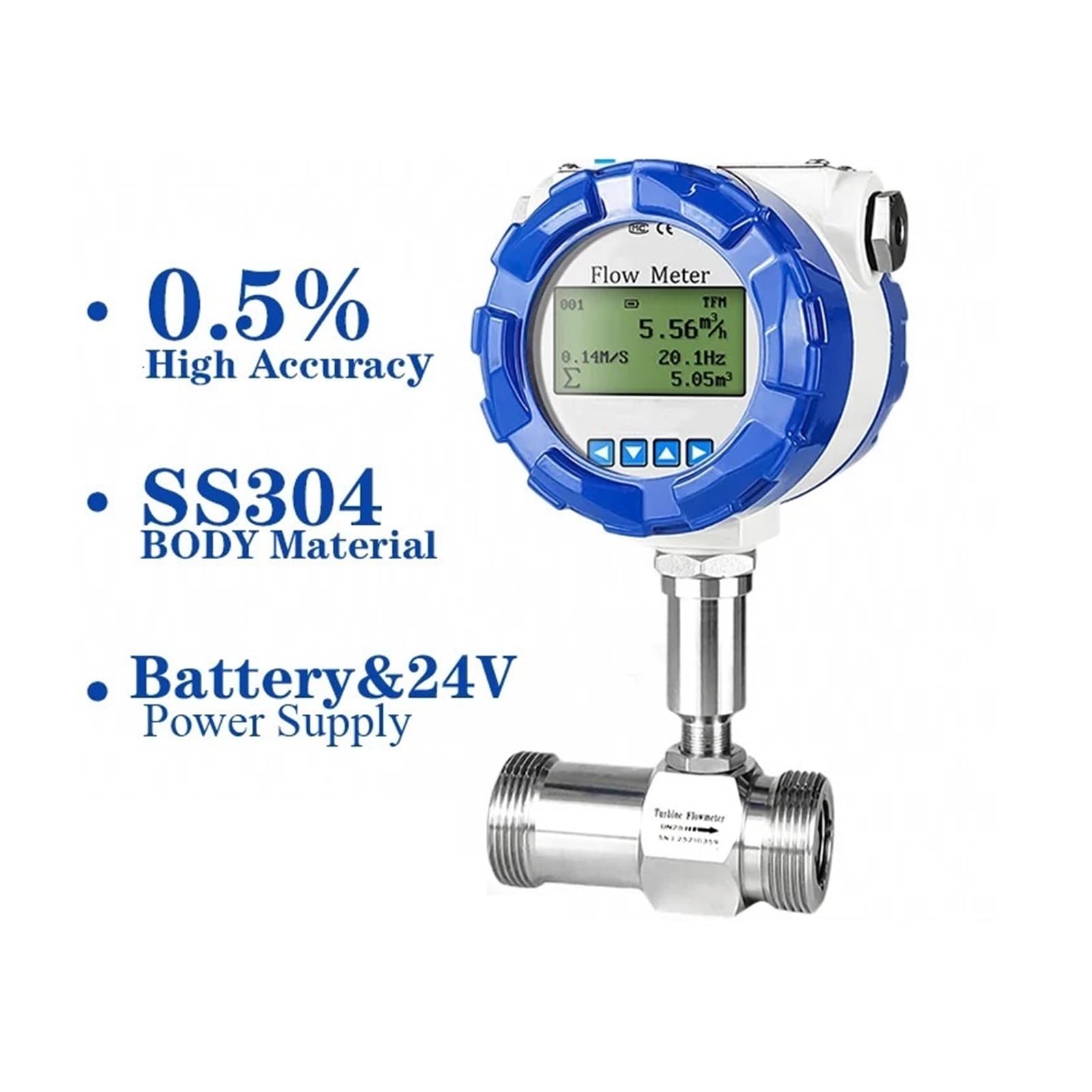 Wysoka dokładność przepływomierza turbinowego cyfrowy ultradźwiękowy przepływomierz cieczy z wyświetlaczem LCD cyfrowy przepływomierz 4-20mA woda alkohol benzyna(DN20)