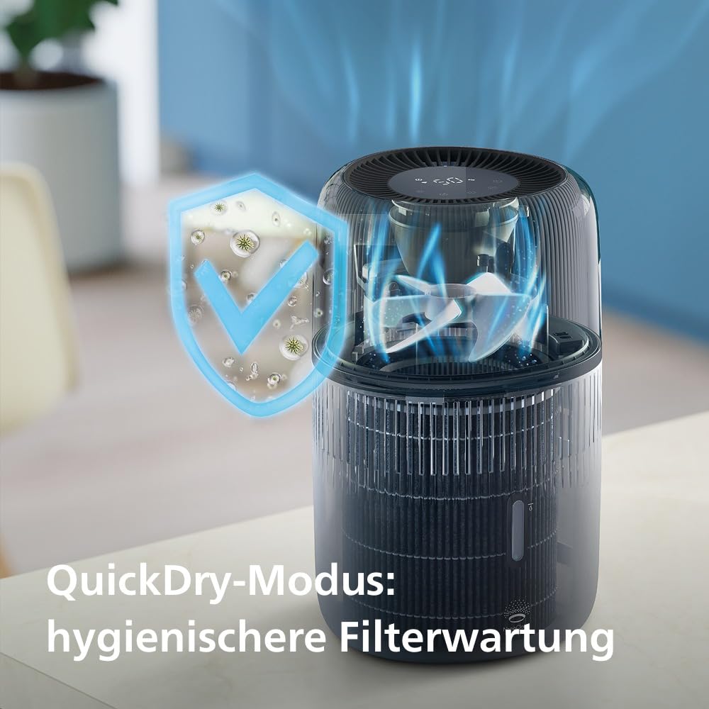 Philips 5000 Series Smart Verdunstungsbefeuchter 45m² 12dB leise NanoCloud 300 ml/h 4,5L Tank Schwarz HU5600/03