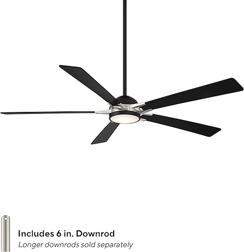 Miniatura 2 de Ventilador de techo giratorio para interiores y exteriores de 5 aspas de 65 pulgadas en níquel cepillado negro mate con kit de luz LED seleccionable