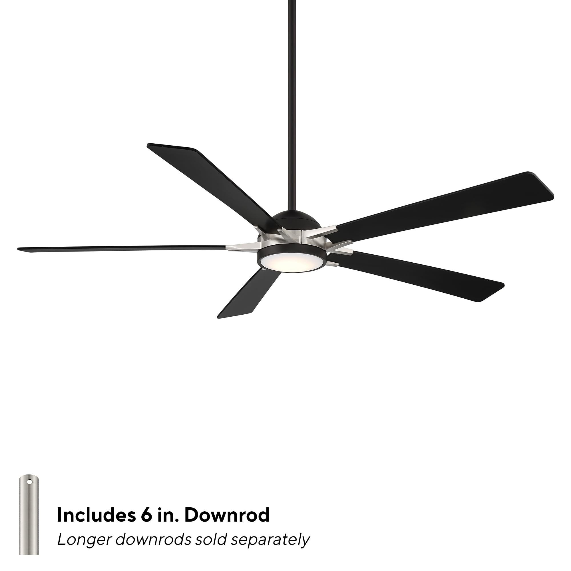 Rotary Indoor and Outdoor 5-Blade 65in Smart Home Ceiling Fan in Matte Black Brushed Nickel with 2700-3000-4000-5000K Selectable LED Light Kit and Remote Control works with iOS or Android WAC App