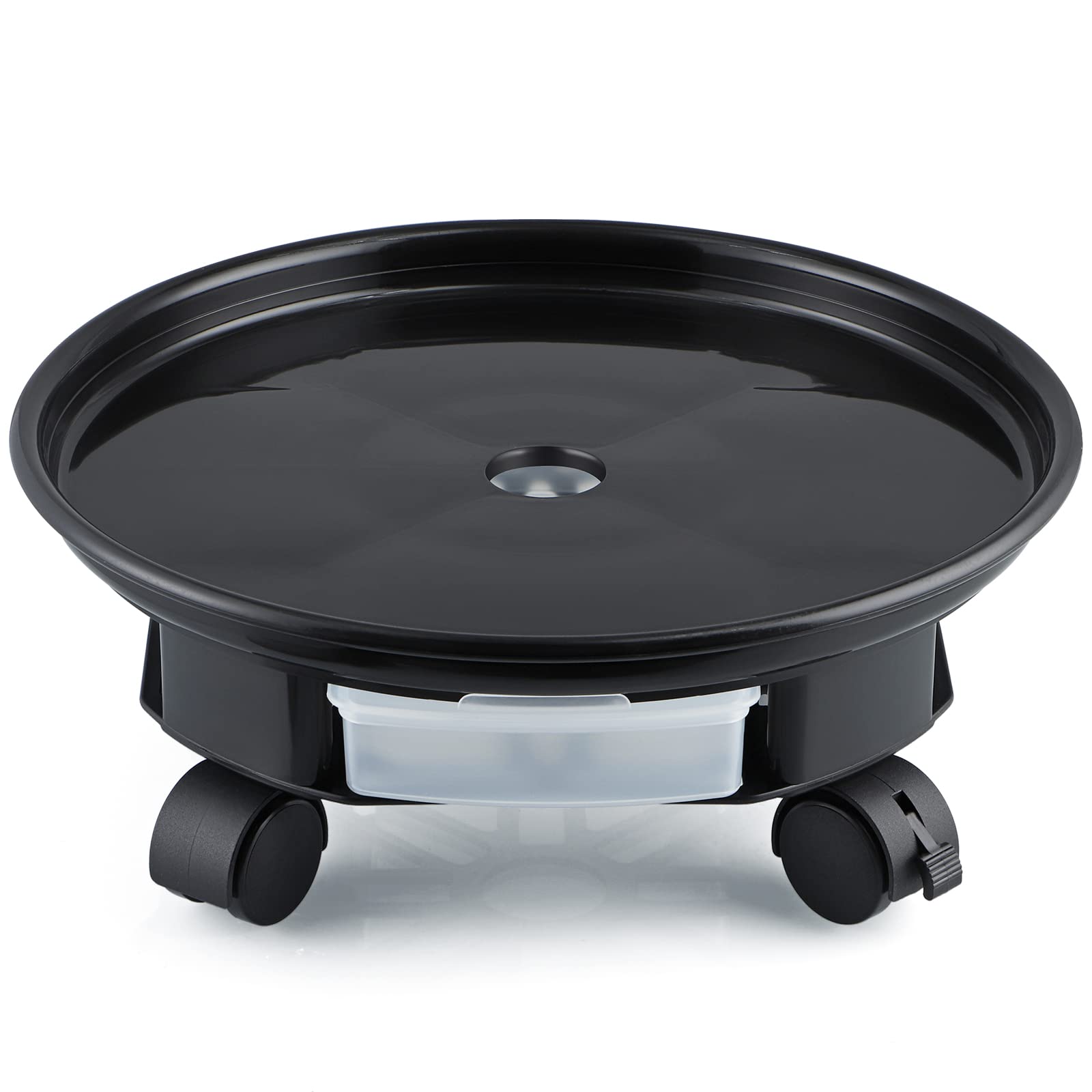 Skelang Macetero con Ruedas 33 cm, Soporte con Ruedas para Plantas, Carro para Plantas con contenedor de Agua para jardín, Patio, Patio, Sala de Estar, Capacidad de Carga 30 kg, Negro