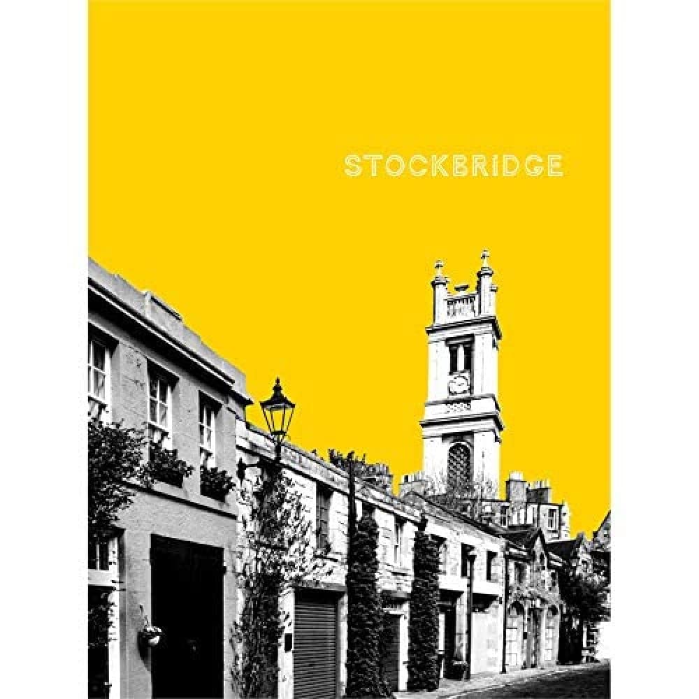 Wee Blue Coo Stockbridge Edinburgh Scotland Landmark Yellow Art Print