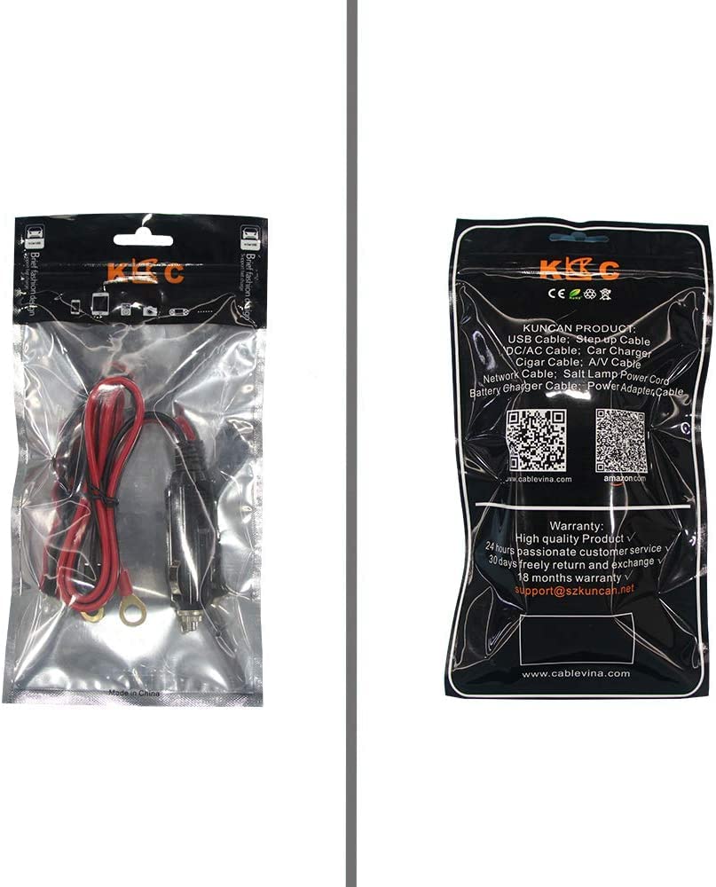12 V-24 V 3 ft samochodowa zapalniczka samochodowa wtyczka do pierścienia o kabel złącza, szybkie odłączenie zacisk oczkowy uprząż przedłużacz przewód ładujący, bezpiecznik 10 A
